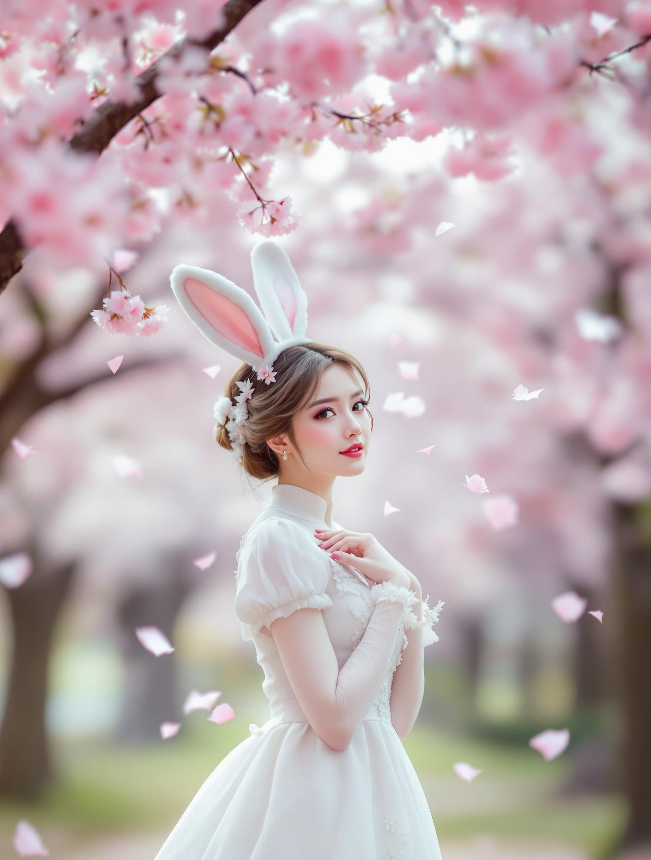 美图集 - 樱花树下的浪漫邂逅 - 兔女郎 - 唯美写真作品